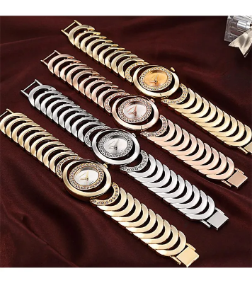 Buy CRRJU 2201 Luxury Famous Brands Gold Rhinestone Bracelet Ladies Wrist Watch Online at Best Price