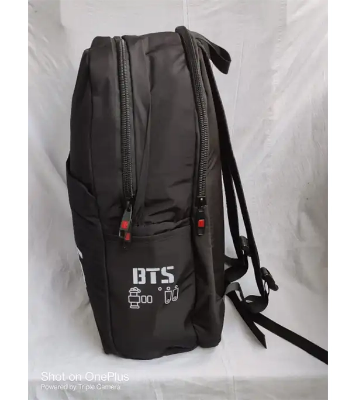 Picture of Glitter Black College Backpack With BTS Logo, School Bag,Travel Bag