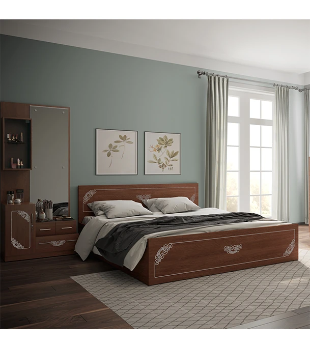 Buy Regal Charly Laminated Board Double Bed online at Best Price	