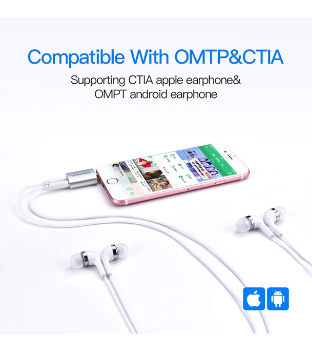 Buy VENTION BDAW0 4 Pole 3.5mm Male To 2*3.5mm Female Audio Splitter Silvery Online