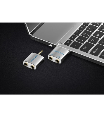 Buy VENTION BDAW0 4 Pole 3.5mm Male To 2*3.5mm Female Audio Splitter Silvery Online