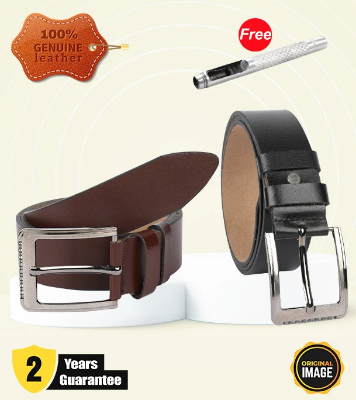 Picture of Genuine Leather Premium Quality 2 Pcs Combo Belt For Men