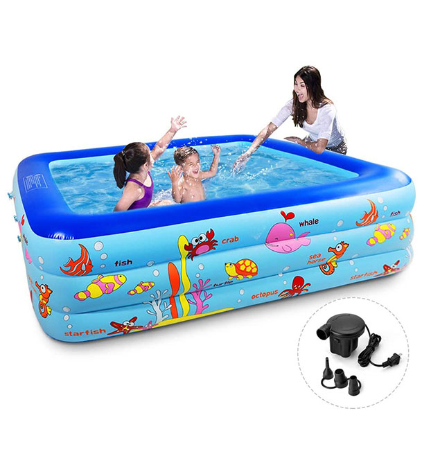 Inflatable Swimming Pool Adults & Kids Baby Pool Bathing Tub Outdoor Indoor 130 Cmx 85cmx55cm With Electric Pumper at Best Price In Bangladesh