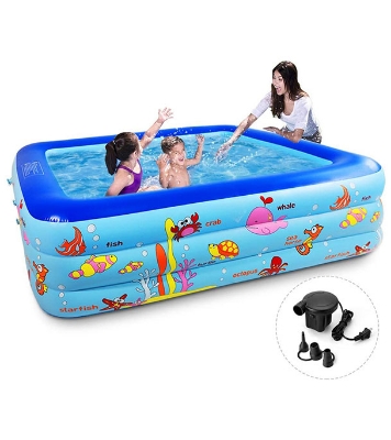 Inflatable Swimming Pool Adults & Kids Baby Pool Bathing Tub Outdoor Indoor 130 Cmx 85cmx55cm With Electric Pumper at Best Price In Bangladesh