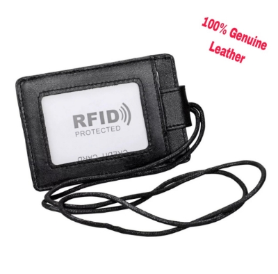  100% Genuine Cow Leather Card Holder - Black