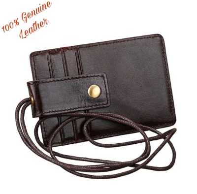  100% Genuine Cow Leather Card Holder - Black