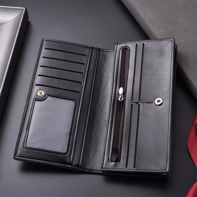 Luxury Long Wallet for Men & Women - Black 