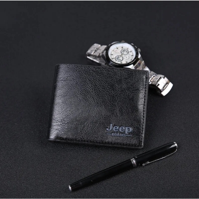 Men's Stylish PU Leather Wallet - Black 