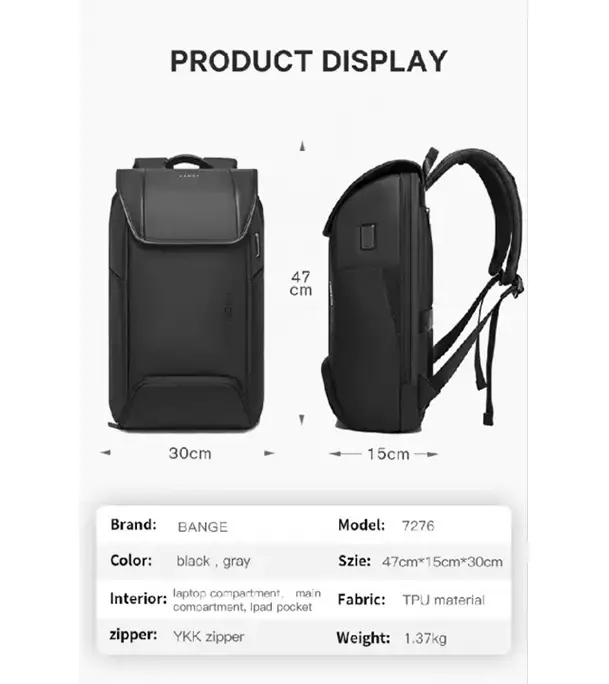 Buy BANGE BG-7276 Stylish Anti-Theft Waterproof TSA Lock Laptop Backpack Online