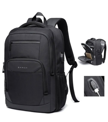 Buy Bange BG-1922 16 inch Men Oxford Fabric Waterproof Backpack with USB Port(Black)  Online