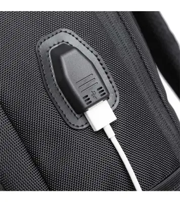 Buy Bange BG-1922 16 inch Men Oxford Fabric Waterproof Backpack with USB Port(Black)  Online