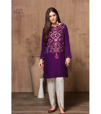 Picture of Women's Fashionable Dubai Cherry Fabric Kurti + Pant (2 Pcs)