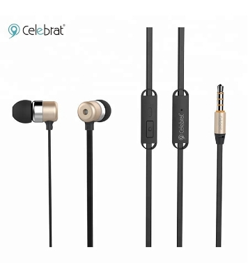 Picture of Yison G2 Flat Wire Metal Earphone In-ear Style Super Bass 3.5mm With Mic Gold