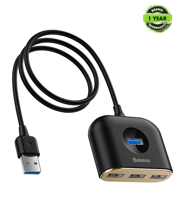 Picture of Baseus Square round 4 in 1 USB HUB Adapter(USB3.0 TO USB3.0*1+USB2.0*3) 1m Black
