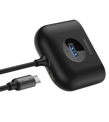 Picture of Baseus Square round 4 in 1 USB HUB Adapter(USB3.0 TO USB3.0*1+USB2.0*3) 1m Black