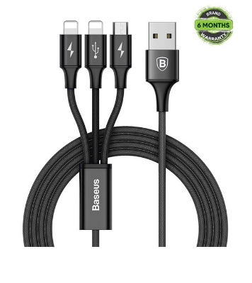 Picture of Baseus Rapid Series 3-in-1 Cable Micro+Dual Lightning 3A 1.2M Black