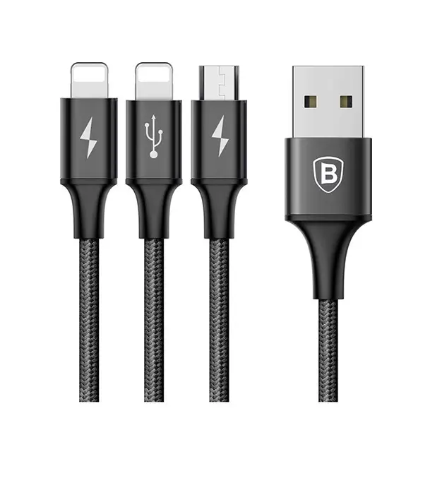 Picture of Baseus Rapid Series 3-in-1 Cable Micro+Dual Lightning 3A 1.2M Black