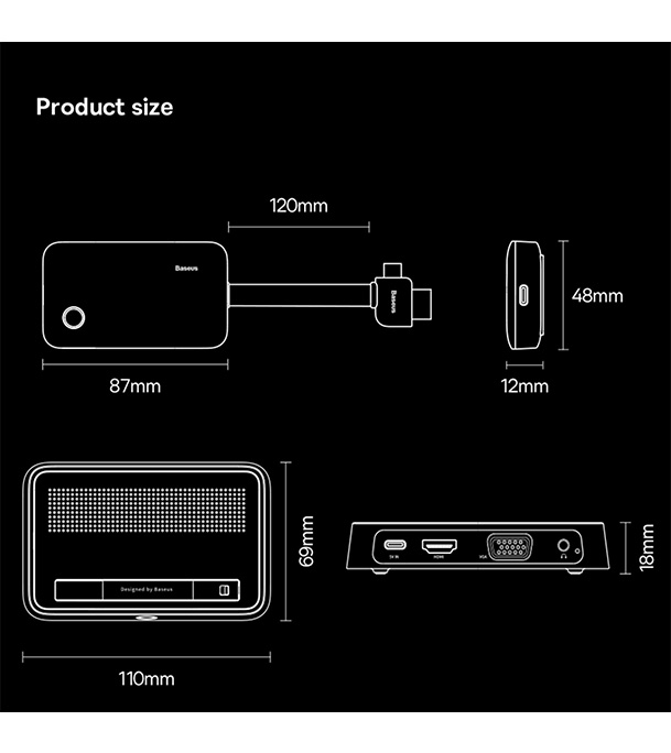 Picture of Baseus 4K Wireless Display Dongle Adapter Grey 