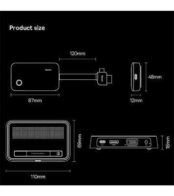 Picture of Baseus 4K Wireless Display Dongle Adapter Grey 