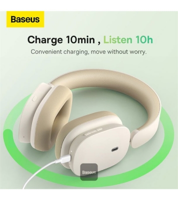 Picture of Baseus Bowie H1 Noise-Cancelling Wireless Headphones Rice White 