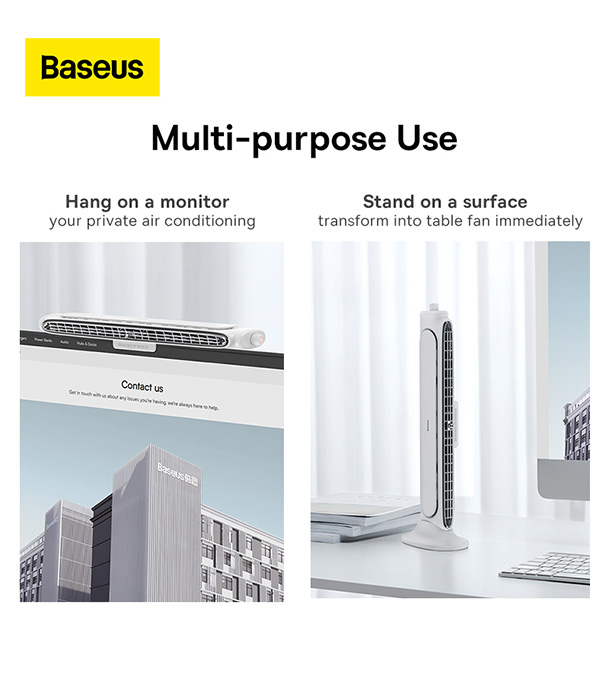 Picture of Baseus Refreshing Monitor Clip-On & Stand-Up Desk Fan Black 