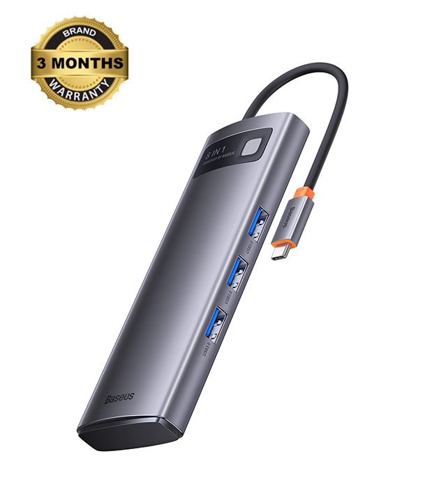 Picture of Baseus Metal Gleam Series 8-in-1 Multifunctional Type-C HUB Docking Station Gray (Type-C to HDMI*2+USB3.0*3+PD*1+SD/TF*1