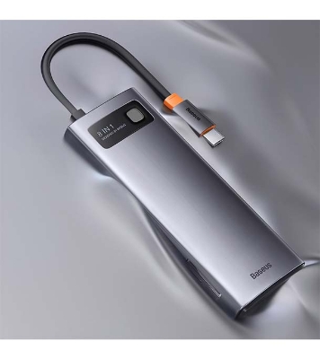 Picture of Baseus Metal Gleam Series 8-in-1 Multifunctional Type-C HUB Docking Station Gray (Type-C to HDMI*2+USB3.0*3+PD*1+SD/TF*1