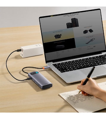 Picture of Baseus Metal Gleam Series 8-in-1 Multifunctional Type-C HUB Docking Station Gray (Type-C to HDMI*2+USB3.0*3+PD*1+SD/TF*1