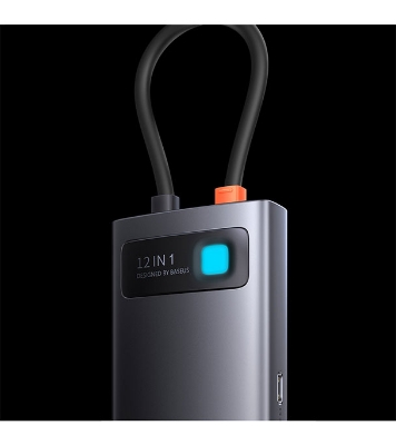 Picture of Baseus Metal Gleam Series 12-in-1 Multifunctional Type-C HUB Docking Station Gray (Type-C to HDMI*1+USB3.1*2+USB3.0*2+Type-C3.1*1+PD*1+RJ45*1+SD/TF*1+DP*1+3.5mm*1) 