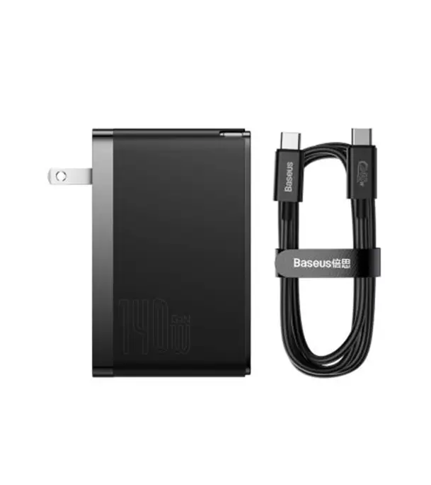 Picture of Baseus GaN5 Pro Fast Charger 2C+U 140W EU Black(With Superior Series Fast Charging Data Cable Type-C to Type-C 240W（48V/5A)1m Black)