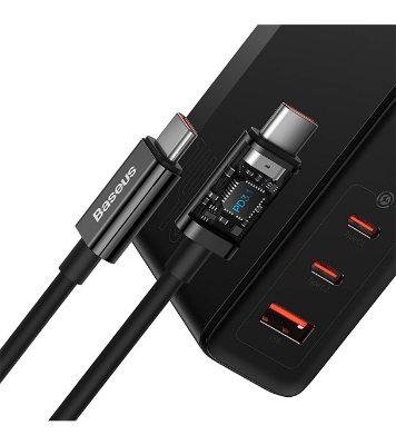 Picture of Baseus GaN5 Pro Fast Charger 2C+U 140W EU Black(With Superior Series Fast Charging Data Cable Type-C to Type-C 240W（48V/5A)1m Black)