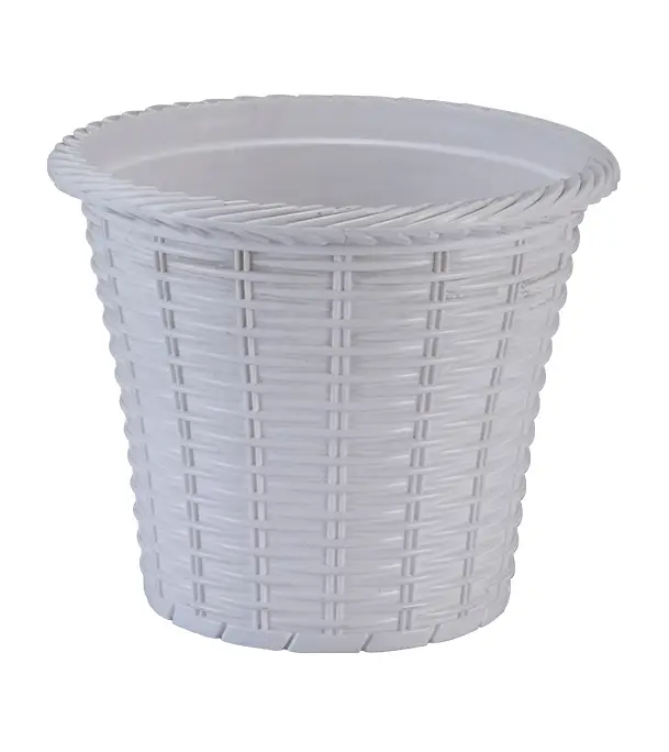 Buy Rattan Flower Tub with Tray 8" White TEL at Best Price In Bangladesh