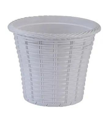 Buy Rattan Flower Tub with Tray 8" White TEL at Best Price In Bangladesh