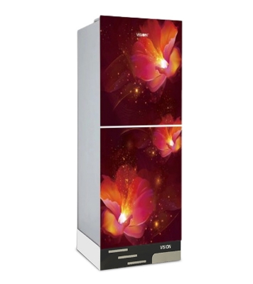 Buy VISION Glass Door Refrigerator RE-217 Liter Digital Red Flower Top Mount at Best Price In Bangladesh