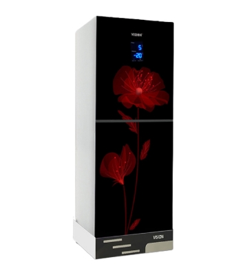 Buy VISION Glass Door Smart Dispenser  Refrigerator RE-238L Daisy Red Flower Bottom Mount at Best Price In Bangladesh