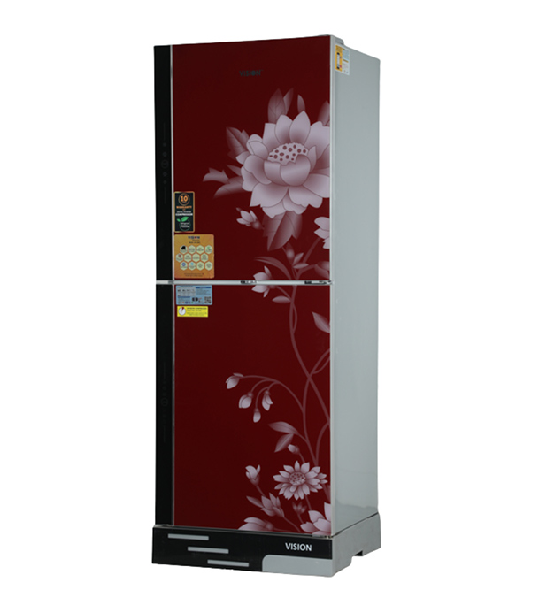 Buy VISION Glass Door Refrigerator RE-356 Liter Red Flower Top Mount at Best Price In Bangladesh