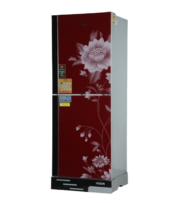 Buy VISION Glass Door Refrigerator RE-356 Liter Red Flower Top Mount at Best Price In Bangladesh