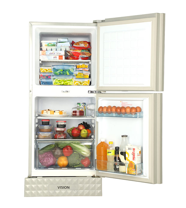 Buy VISION Glass Door Refrigerator RE-200 Liter Digital Blue Flower Top Mount at Best Price In Bangladesh