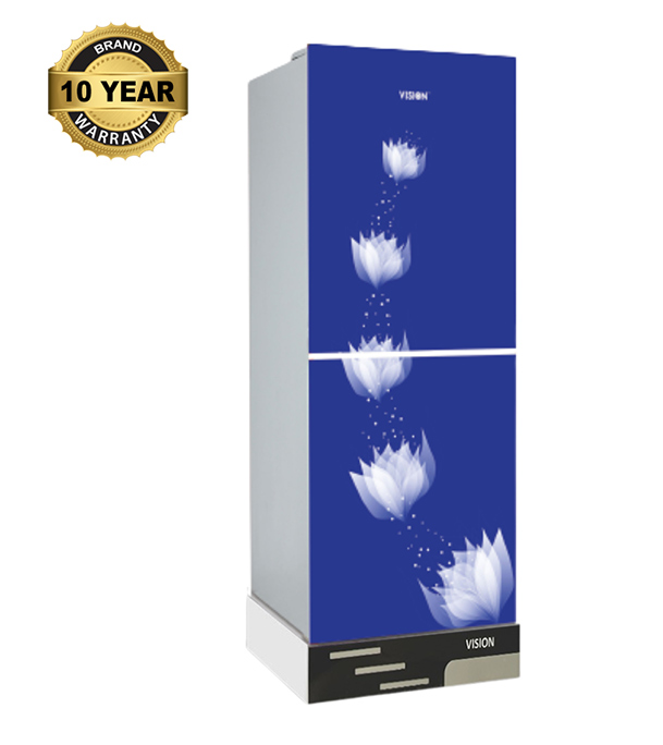 Buy VISION Glass Door Refrigerator RE-185L Blue New Bottom Mount  at Best Price In Bangladesh