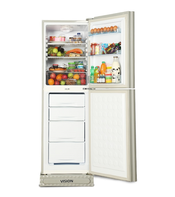 Picture of VISION Glass Door Refrigerator RE-252L Dahlia Red Bottom Mount 
