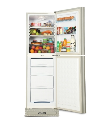 Picture of VISION Glass Door Refrigerator RE-252L Dahlia Red Bottom Mount 