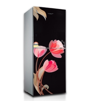 Picture of VISION Glass Door Refrigerator Top Mount RE-150L Pink Tulip Black 