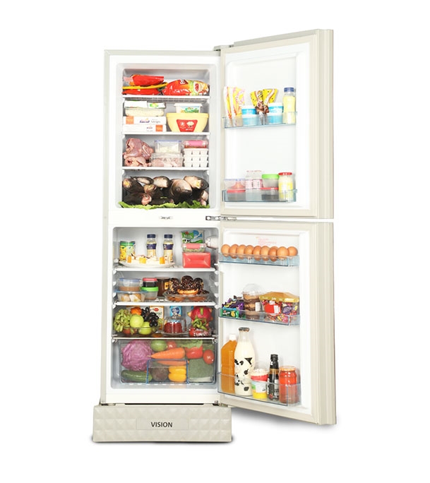 Picture of VISION Glass Door Top Mount Refrigerator RE-217 Liter Red Juhua Flower 