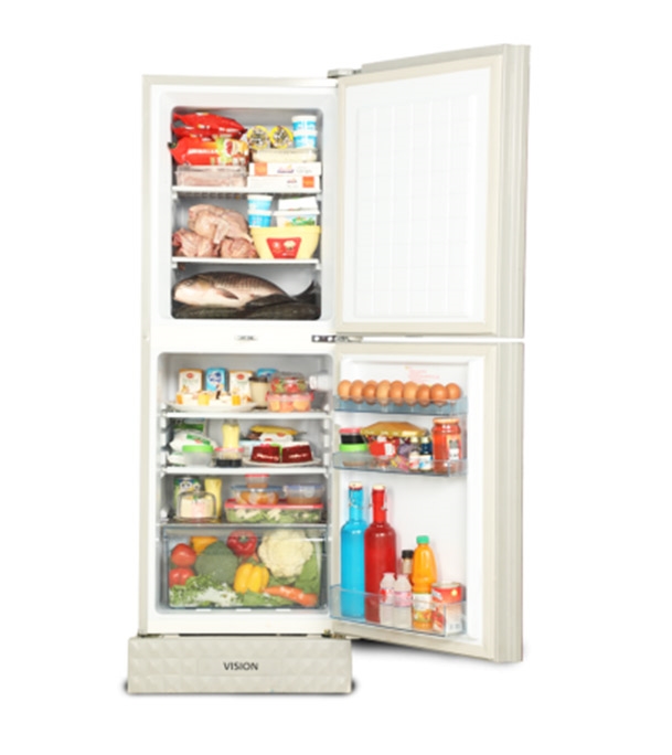 Picture of VISION Glass Door Top Mount Refrigerator RE-200 Liter Mirror Lotus 