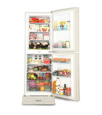 Picture of VISION Glass Door Top Mount with Fabulous Ultra-Modern Glass Door Design Refrigerator RE-217 Liter Pink Flower