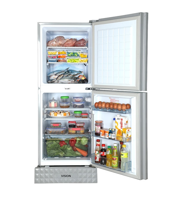 VISION Glass Door Top Mount Refrigerator RE-180 Liter Lotus Black Diamond