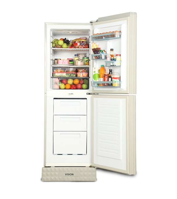 Picture of VISION Glass Door Bottom Mount Refrigerator RE-160 Liter Lotus Flower