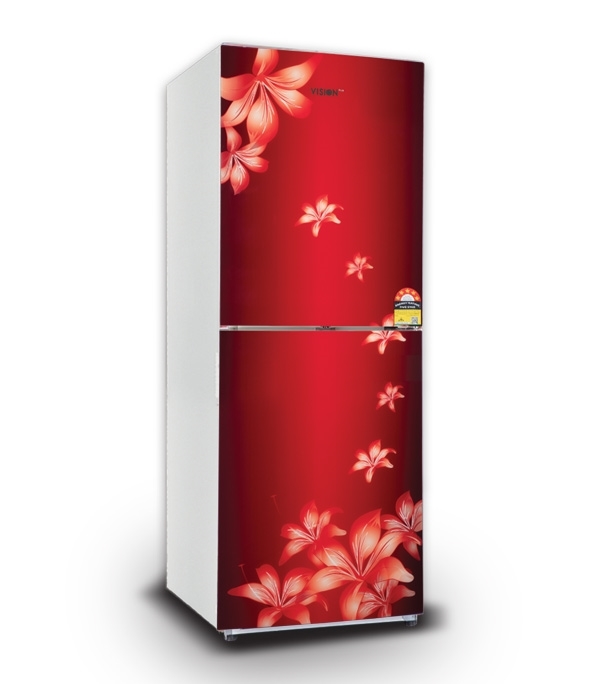 Picture of VISION Glass Door Top Mount Refrigerator Re-222 LIter Lily Flower Maroon