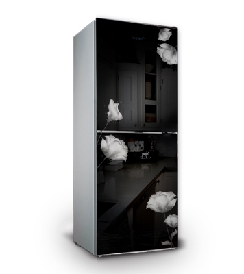 Picture of VISION Glass Door Refrigerator RE-222 Liter Mirror Purple Flower Top Mount