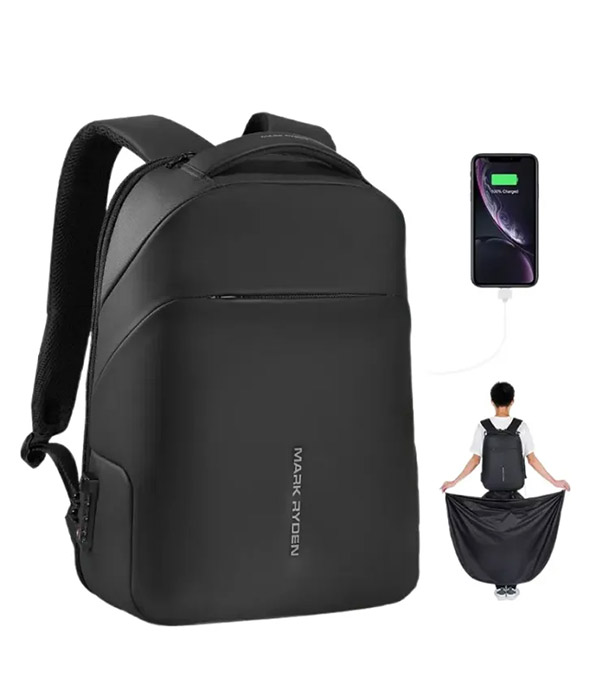 Buy MR9068YY Casual Anti-thief Backpack With USB Port & Raincaot Online